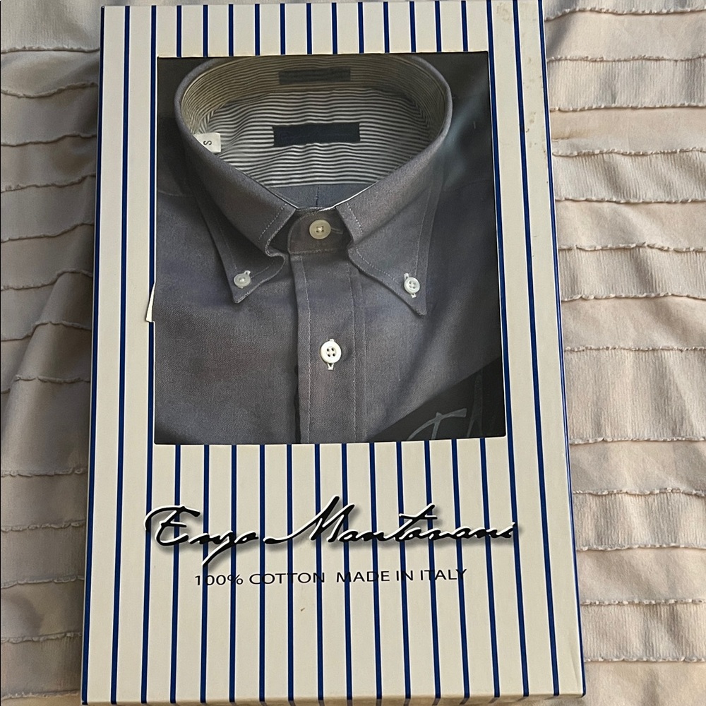 Enzo Mantovani Gray Dress Shirt for Men